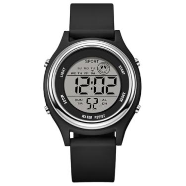 Imagem de Relógios multifuncionais para mulheres, moda feminina, relógio esportivo digital, cronômetro, à prova d'água, à prova de choque, despertador de fácil leitura, formato 12/24 horas, luz de fundo