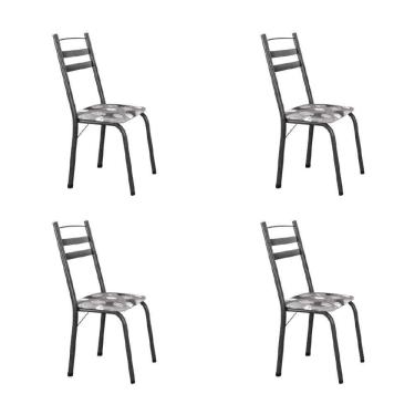 Imagem de Conjunto Com 4 Cadeiras Tubular Itália Artefamol Dark Craquelado Dark