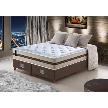 Imagem de Conjunto Cama Box King de Molas Ensacadas Cama inBox Select Basic 193x203x65 Bege