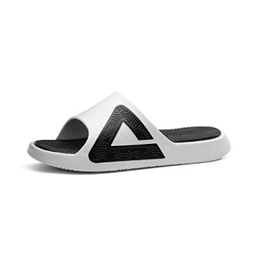 Imagem de PEAK Taichi Chinelo masculino leve para chuveiro, confortável, antiderrapante, academia, praia, verão, caminhada, sapatos aquáticos, Branco, 14