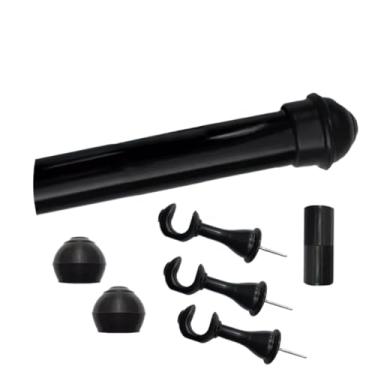 Imagem de Kit Varão Simples 1,5m 19mm Fino com Ponteira Suporte Sala Quarto Cozinha (Preto)