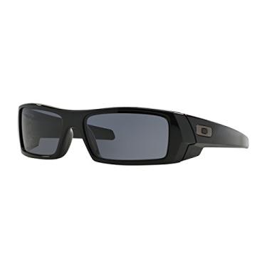 Imagem de Oakley Óculos de sol Gascan preto polido com lente cinza + adesivo, Preto polido, tamanho �nico