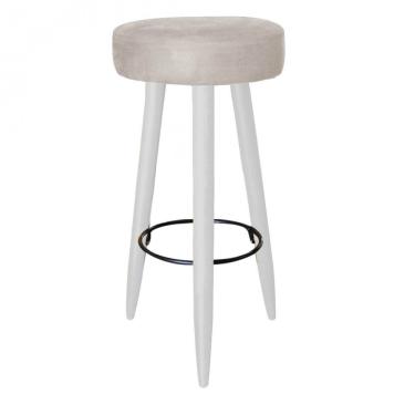 Imagem de Banqueta Alta Lia Para Cozinha Bar Balcão Bistrô Pé Palito Branco Suede Bege