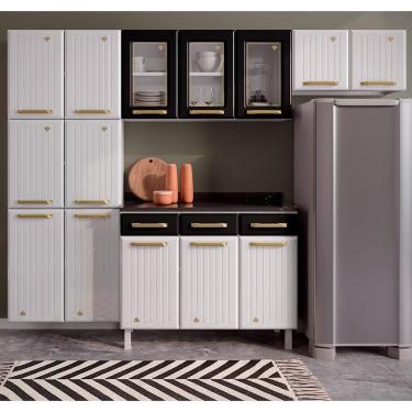 Imagem de Cozinha De Aço Completa Telasul Diamante C/ Vidro 4Pçs Bco/Preto