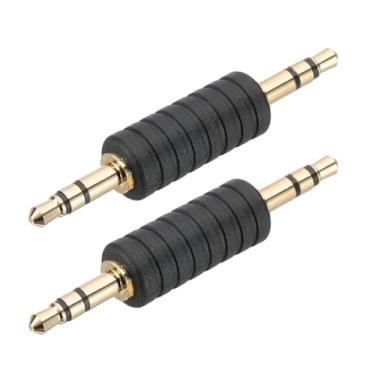 Imagem de PATIKIL Adaptador de áudio macho para macho de 3,5 mm (1/20.3 cm), 2 peças, plugue estéreo, conector adaptador de áudio, banhado a ouro para fone de ouvido, computador, laptop, alto-falante, preto