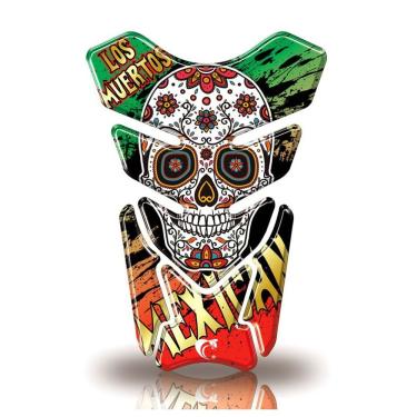 Imagem de Protetor De Tanque Adesivo Moto Honda Yamaha Suzuki Caveira Mexicana