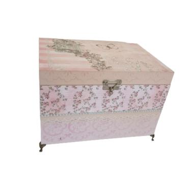 Imagem de Baú Decorativo Madeira Metal 23cm X 23cm X 23cm