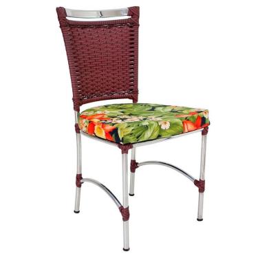 Imagem de Cadeira Em Alumínio E Fibra Sintética Jk Cozinha Edícula Vinho Dark E Saquarema