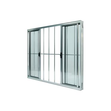 Imagem de Janela Alumínio De Correr 120x120cm 4 Folhas Com Grade Plus Lux Esquadrias Natural