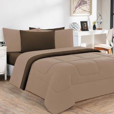 Imagem de Kit Edredom + Jogo De Lençol Malha 100% Algodão Gran Moratta 4 Peças Solteiro - Avelã-marrom