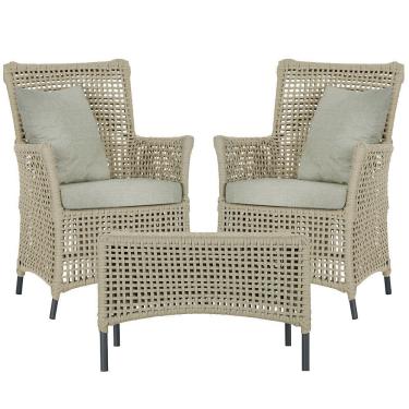 Imagem de 2 Poltronas 1 Mesa Igapó Em Alumínio Preta Corda Náutica E3 Rami