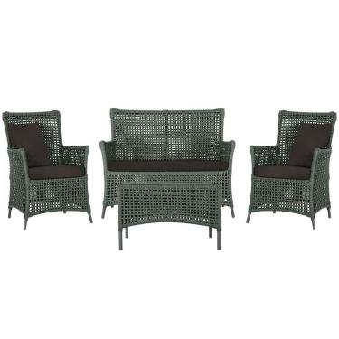 Imagem de Jogo Sofá E 2 Poltronas E Mesa Igapó Preta E9 Trama Original Verde