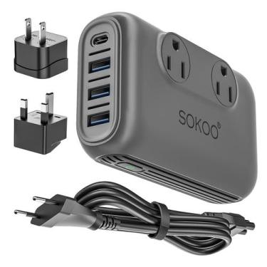 Imagem de Conversor de tensão SOKOO 220V a 110V com 4 portas USB 230W