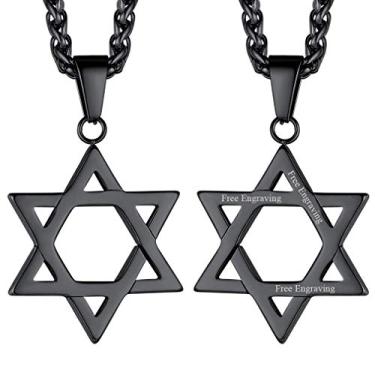Imagem de FaithHeart Magen David Star Colar, Aço Inoxidável Estrela de Davi Joia Judaica para Homens Mulheres, O Selo de Solomon Talisman Colares com Pingente de Hexagrama de Tantrismo (Enviar