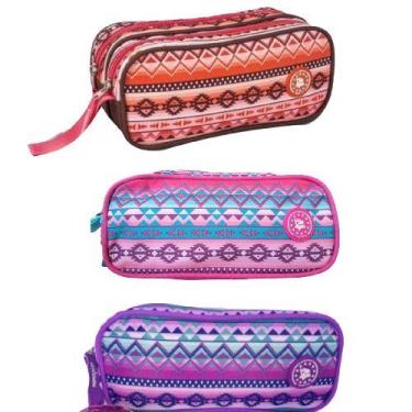 Imagem de Estojo bolsinha de lapis Escolar Coracao etnico feminino 8113 - CLIO, 