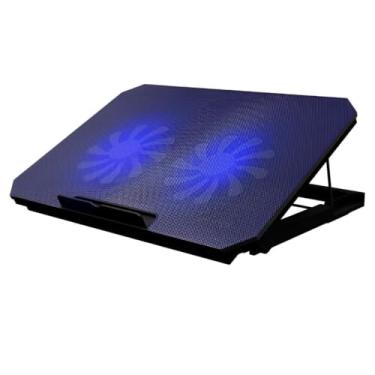 Imagem de Suporte Para Notebook Com Cooler Duplo Silencioso Com 8 Níveis de Ajuste Ergonômico, Saída USB Adicional e Iluminação Interna Base Para Notebook de Até 17 Polegadas Ventilador Resfriar