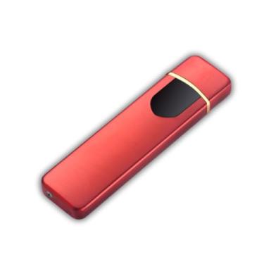 Imagem de Isqueiro Acendedor Recarregável USB Eletrônico Recarregável Usb Premium Luxo Touch Presente Para Homens Eletrônico (Modelo Fino - Vermelho)
