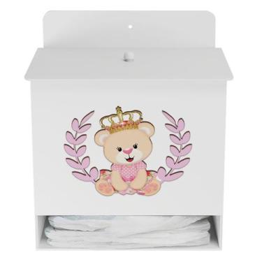 Imagem de Porta Fralda Kit Higiene MDF Quarto Infantil Ursa Coroa - Neném na Nuv