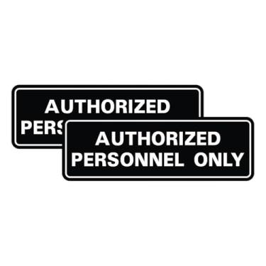 Imagem de Placa de parede ou porta padrão AUTORIZADA SOMENTE PESSOAL - Sinalização de conformidade - Controle de acesso seguro - fácil instalação - Preto - Grande (pacote com 2)