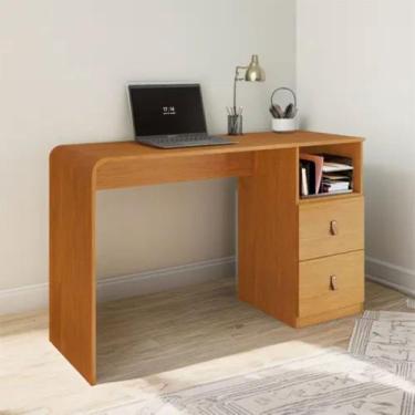 Imagem de Escrivaninha para Escritório Alice 2 Gavetas Puxador em Couro JCM, Cin