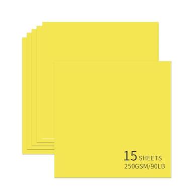 Imagem de 15 folhas de cartolina amarela 30,5 x 30,5 cm, 250 gsm/40,8 kg, cartolina grossa e lisa, perfeita para fazer cartões, álbuns de recortes e artesanato