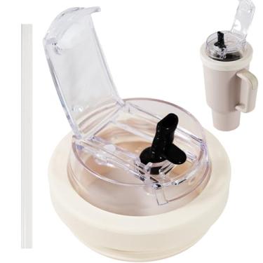 Imagem de DEWJDFSC Tampa Flip Straw à prova de vazamento com capa contra poeira para Stanley 1,134 g Tumbler Quencher, boca dupla com canudo, tampa superior de substituição à prova de derramamento para