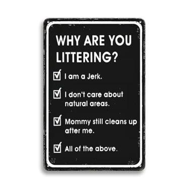Imagem de Letnspk Placa De Aviso Rua Engraçada, Lata Metal, Não Jogue Lixo, Ajude A Manter Sua Comunidade Limpa, Para Quintal, Garagem, Entrada Cerca Casa, Placas Lembrete 8 X 12 Pol.