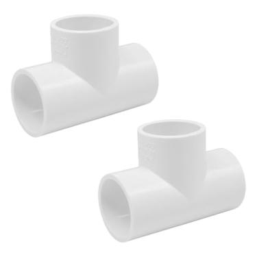 Imagem de HayEastdor 2 peças de acessórios para tubos de PVC de 3,5 cm, conectores de soquete deslizante de 3 vias para irrigação, sistema de irrigação por gotejamento, extensão de tubos HE064-1-1/2