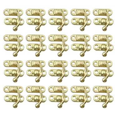 Imagem de Sscon 20 peças mini fecho vintage trava direita fecho de metal antigo para caixa de joias, baú de madeira e caixas de ferramentas - ouro