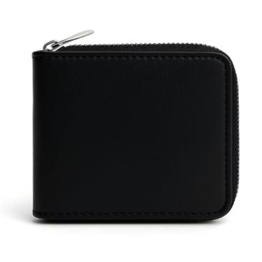 Imagem de Carteira Masculina em Couro Sintérico com Ziper,Porta cartão, Documentos,Notas e Moedas (Preto)