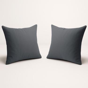 Imagem de Kit 2 Almofada Decorativa 42cm Em Suede Fofinha Lisa para Sofá Cinza