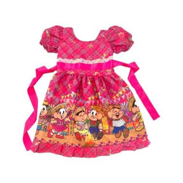 Imagem de Vestido infantil festa junina caipirinha - Kids, Mônica rosa, 4/6 anos