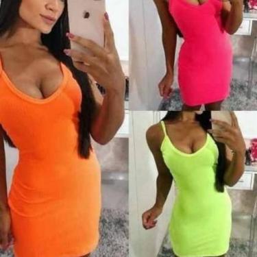 Imagem de Vestido feminino alça canelado curto - Filó Modas, g, Vermelho