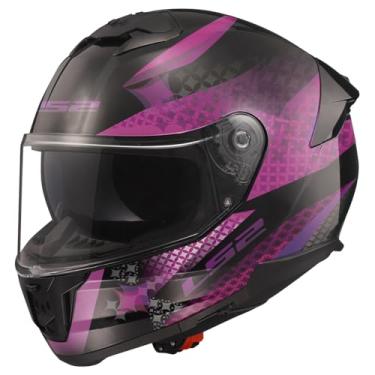 Imagem de LS2 Capacete Integral Para Motocicleta Stream Ii Com Proteção Solar (Preto Fosco/Rosa - Grande)