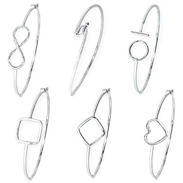 Imagem de Bracelete Pulseira Prata Original Rigido Geometrico Coração - Lojas La