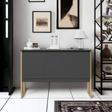 Imagem de Buffet Elegante Com 3 Portas Turim Preto Dourado