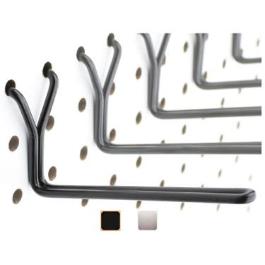 Imagem de Ganchos de metal para pegboard pacote com 50 ganchos em L de 10 cm - não cairá - serve para qualquer placa de fixação - preto - ferramentas organizadas, acessórios, bancada, armazenamento de garagem, cozinha, artesanato ou hobby, joias, varejo