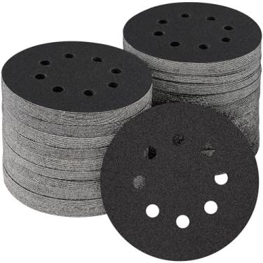 Imagem de POTUINOM 100Pcs 5" Discos De Lixa De Carboneto De Silício 120 Grãos, Úmido Seco Orbital 5 Lixadeira Gancho E Disco De Lixa De Laço, Melhor Para Metal, Automotivo, Polimento De Madeira