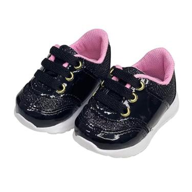 Imagem de Tenis Sapato Infantil Para Bebe Menina Preto e Rosa Sapatinho Calçados (Preto, BR, Bebê, Numérico, 16)