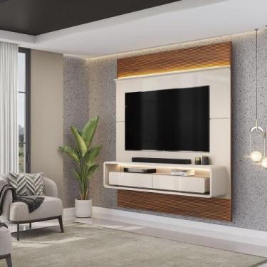 Imagem de Painel Suspenso Solan TV 70" 2 Gavetas OffWhite/Freijó G18 - Gran Belo