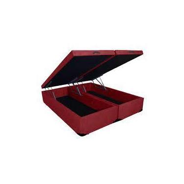 Imagem de Base cama box com baú Queen no suede  - sleep magic, VERMELHO