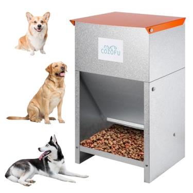 Imagem de COZOFU Alimentador para cães - Estação de ração de metal galvanizado para uso interno e externo - Dispensador automático alimentado por gravidade adequado para raças de cães pequenos, médios e grandes