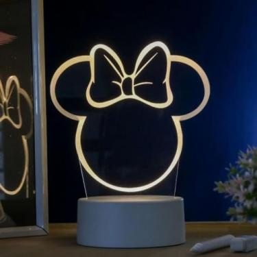Imagem de Luminária Cabeça Minnie Abajur de Mesa Infantil Led