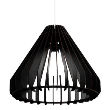 Imagem de Luminária Teto Tipo Pendente Cone Mdf - Completa Cor: Preta