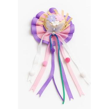 Imagem de Laços de Gramado – Laço Chapéu Junino – Presilha Infantil Rosa e Lilás com Bico de Pato Antiderrapante – 11cm – Artesanal para Festa Junina - Hair Clip