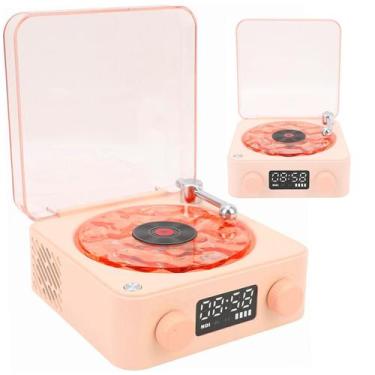 Imagem de Caixa de Som Vitrola Toca Disco Vinil Bluetooth Cartao TF Usb Led Musi
