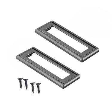 Imagem de YLXSS Puxador de liga de zinco de 4 cores, puxadores retangulares em concha, puxador quadrado para porta de armário com parafusos (cinza, grande, distância do furo: 96 mm)