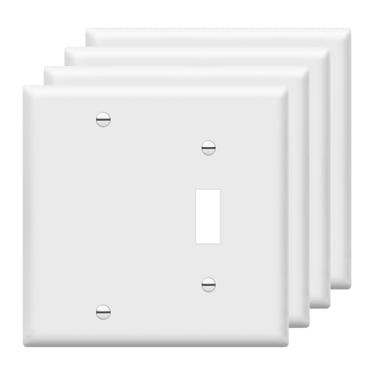 Imagem de ENERLITES Placa de parede de interruptor de combinação/dispositivo em branco, tamanho padrão, capa de interruptor de luz de 11,4 cm x 11,6 cm, termoplástico de policarbonato, certificado UL, 880111-W