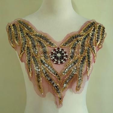 Imagem de Feepop Vestido de casamento Cheongsam com contas de cristal decoração de diamante DIY acessórios de roupas de renda colar falso (vermelho)