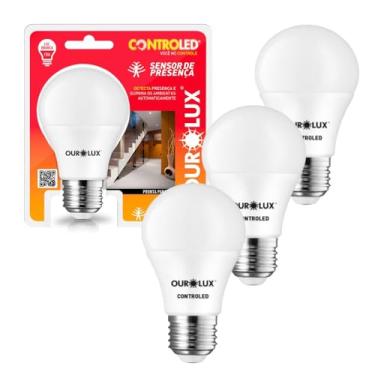 Imagem de Kit C/3 Lâmpada Inteligentes 9w Bivolt 6500k Sensor Presença Iluminação Inteligente